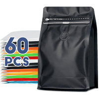 8Oz 1/2 Lb 60Pcs Coffee Bags With Valve Coffee Packing Bags Vented Coffee Bean Bags Barrier Bags Store Bags For Coffee Packaging  Coffee Storage Pouches Coffee Bag Zipper With Seal(Black)