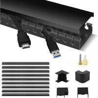 Cable Raceway Kit  Stageek Cable Management System Open Slot Wiring Raceway Duct With Cover  On-Wall Concealer Organizer For Cable Pass To Hide Wires Cords For Tvs  Computers - 9X15.4Inch  Black