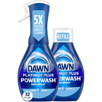 Dawn Powerwash Spray  Dish Soap  Dishwashing Liquid  Cleaning Supplies  Fresh  1 Starter Kit + 1 Refill  32 Fl Oz