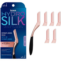Schick Hydro Silk Dermaplaning Wand For Face With 6 Refill Blades | Dermaplane Peach Fuzz Remover  Eyebrow Razor  Face Razor  Facial Razor  Professional Style Skincare Tool