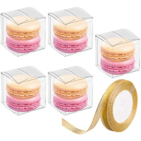 Joersh 2X2X2 Inches Clear Boxes For Favors With Gift Ribbons 60 Pcs Small Transparent Cube Wedding Baby Shower Birthday Party Favor Boxes  Minigifts Display Individual Macaron Box