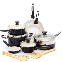 Greenpan Rio 16 Piece Cookware Pots And Pans Set  Hard Anodized Healthy Ceramic Nonstick Pfas-Free  Bakelite Handles  Frypans  Saucepan  Saute Pan  Stock Pot  Kitchen Tools  Dishwasher Safe  Black