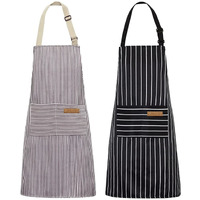 Nlus 2 Pack Kitchen Cooking Aprons  Adjustable Bib Soft Chef Apron With 2 Pockets For Men Women(Black/Brown Stripes)