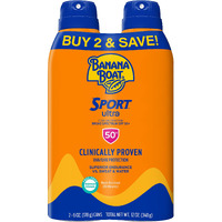 Banana Boat Sport Ultra Spf 50 Sunscreen Spray Twin Pack | Banana Boat Sunscreen Spray Spf 50  Spray On Sunscreen  Water Resistant Sunscreen  Oxybenzone Free Sunscreen Pack  6Oz Each
