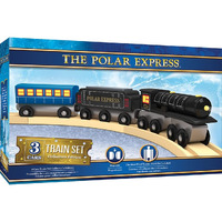 Masterpieces - The Polar Express Train  3 Piece Set  Officially Licensed Collectors Edition Toy  Wooden Magnetic Engine And Cars  Kids Toddlers Boys And Girls  Ages 3+