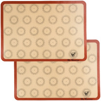 Silicone Macaron Baking Mat - Set Of 2 Half Sheet (Thick & Large 11 5/8"" X 16 1/2"") - Non Stick Silicon Liner For Bake Pans & Rolling - Macaroon/Pastry/Cookie Making - Professional Grade Nonstick
