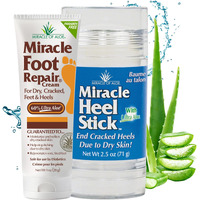 Miracle Heel Stick 2.5 Oz Stick And Miracle Foot Repair 1 Oz. Tube | Made With Pure Ultraaloe Gel | Keeps Feet And Heels Looking And Feeling Their Very Best