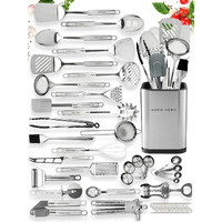 Home Hero 54 Pcs Stainless Steel Kitchen Utensils Set - Nonstick Stainless Steel Cooking Utensils Set - Heat Resistant Kitchen Essentials & Metal Kitchen Gadgets (54 Pcs)