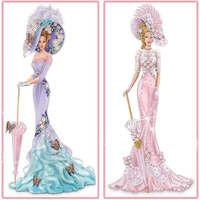 2 Pack Diy 5D Diamond Art Painting Kits  Special Shaped Rhinestones  Partial Drill Lady With Hat Crystal Diamond Art Crafts Kits (Large  12X24 Inch  Lavender Pattern Dress Lady+Pink Dress Lady)