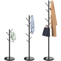 Heavy Duty Coat Rack With Natural Marble Base  Freestanding Metal Coat Stand With 8 Hooks  Modern Stable Coat Hanger Tree For Bags  Jacket  Clothes  And Hats  Black Metal