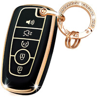 Ollen Key Fob Cover With Bling Ring  Fit For Ford Fusion Escape Expedition Explorer Edge Maverick Mustang Ranger F150 F250 F350 F450 F550  Etc  Full Protection Soft Tpu Key Case  Black
