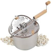Original Whirley Pop Popcorn Maker - 6 Quart Popcorn Popper  Metal Gears  Wabash Valley Farms Stove Top  Gourmet Popcorn Pot  Culinary Popcorn Popper (Stainless Steel)