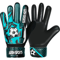 Arsh Sports Soccer Goalie Gloves For Kids Goalkeeper Gloves For Youth Boys Girls 4Mm Latex Palm Anti Slip Super Gip Double Wrist Protection (Black-Cyan  Size 5 Suitable For 9 To 12 Years Old)