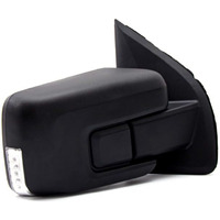 For Ford F150 2021-2024 Door Mirror With Textured Black Cover Manual Folding With Turn Signal Light Puddle Light Power Heated And Blind Spot Glass Temp Sensor 13 Pins Right Passenger Side (W/O Camera)