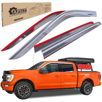 Apilt Outside-Mount Rain Guards Window Visors For 2015-2025 Ford F-150 Supercrew & 2017-2025 Raptor/F-250/F-350/F-450/F-550 Super Duty Supercrew Wind Deflector Dark Smoke 4-Piece Set With Thicker