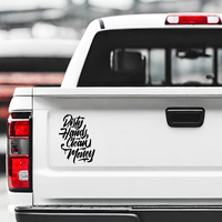 Gritkulture Dirty-Hands-Clean-Money Decal Sticker For Vehicle Truck Bumper Cars Window Wall Mirror Decoration (Black)