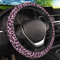 Pink Leopard Print Elastic Steering Wheel Cover  Non-Slip Breathable Neoprene Steering Wheel Covers  Women Pink Car Accessories  Universal 15 Inch Fit Auto  Suvs  Truck
