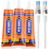 3Pcs Fabric Glue Permanent  60 Ml Washable Clear Clothing Glue  Super Fabric Glue For Rhinestones  Patches  Clothes  Denim  Leather  Polyester  Fabrics  Doll Repair  Flannel  Cotton