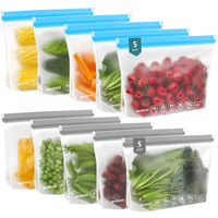 Ideatech Quart Freezer Bags  Bpa Free Peva Reusable Sandwich Snack Bags  Quart Size Food Baggies Containers For Travel  Lunch  Healthy Food (10Pack-10Quart  Colored)