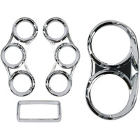 Lostar Peterbilt Center Gauge Cover Kit  Instrument Dash Gauge Covers With Visor Chrome Fits 2006-2020 Peterbilt 379 384 386 387