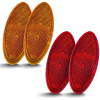 Command Electronics Oem 12V Led Rv & Trailer Oval Clearance Light With Built-In Reflex - Made In Usa - Surface Mount - Amber & Red - 4-Pack