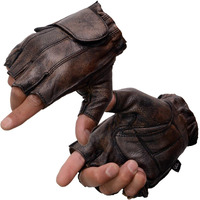 Milwaukee Leather Mg7561 Men's Premium Brown Leather Gel Padded Palm Fingerless Motorcycle Hand Gloves - 3X-Large