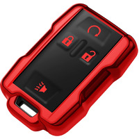 Tukellen For Chevrolet Key Fob Cover Soft Tpu Full Protection Key Shell Key Case Compatible With Chevrolet Chevy Silverado Suburban Tahoe Colorado Gmc Sierra Yukon Canyon 4 Buttons (Red)