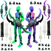 Sansgoup T13 Action Figure Set (Assembly Completed)  3D Printed Multi-Jointed Movable Titan 13 Lucky Dummy 13 Mobile Robot  Nova 13 Action Figures Desktop Decorations For Game Lovers Toy (Purple Blue