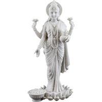 Top Collection Lakshmi Statue- Hindu Goddess Of Wealth  Prosperity  Wisdom And Fortune Sculpture - 10.25-Inch Collectible Figurine (White Marble)