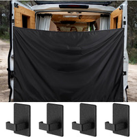 Fanfanwin 7X6 Ft Black Large Car Curtains Camper Van Rear Door Shower Curtains With Magnetic Hooks Adjustable Outdoor Shower Double Layer Changing Car Cover Truck Travelling