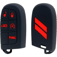 Remoch Key Fob Cover For Dodge Accessories 5 Button Key Fob Case For Dodge Charger Challenger Dart Durango Journey Replacement Remote Control 3 4 5 Buttons Key Fob Shell (Bright Red Design  1 Pc)