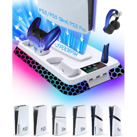 Ugame Ps5 Cooling Station For Ps5/Pro/Slim Console With Rgb Lights  Ps5 Stand With Silent 3-Level Cooling Fans  Dual Controller Charger And Usb Hubs