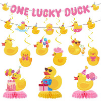One Lucky Duck Birthday Decorations - Joybileefun 17Pcs Rubber Duck Birthday Party Decorations With Banner Hanging Swirls Centerpieces For Tables Duck Themed Birthday Decor For Baby Shower Party