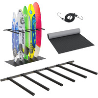 Lxvooee Vertical Surfboard Rack For Wall  Surfboard Wall Mount With Bungee Cord And Rubber Mat  Metal Garage Surfboard Stand Wall Decor For Surf Board  Sup Paddle Board  Wakeboard  Snowboard (6 Arms)