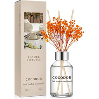 Cocodor Flower Reed Diffuser Set / 3.4Oz / Dark Vanilla&Sandalwood/Scent Diffuser With Sticks Home Fragrance Reed Diffuser For Bathroom Shelf Decor