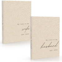 Wedding Vow Books His And Hers - 2 Pack Personalized 2025 Year His & Hers Book - Linen Hardcover Bride And Groom Notebook For Ceremony Vows - Bookmark & Lined Pages - Renewal & Wedding Must Haves