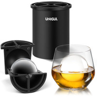 Clear Ice Cube Maker  2.5 "" Stainless Steel Crystal Clear Ice Ball Maker  Non-Bpa Premium Silicone Ice Cube Molds For Whiskey & Cocktails  Easy-Release Sphere Ice Maker  Bourbon Gifts For Men (1 Pack)