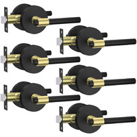 Goldenwarm 6 Pack Black And Gold Closet Door Handle  Interior Door Handles  Passage Door Lever  Black And Gold Passage Door Handles Knob Lever For Hallway  Closet