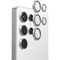 Flolab Nanoarmour For Samsung Galaxy S25 Ultra Camera Lens Protector Durable  Tempered Glass Camera Cover  Aluminum Lens Cover  Anti Reflective Trucolors Crystal Clear  And Easy To Install - Silver