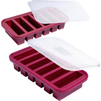 Souper Cubes 1/2 Cup Silicone Freezer Molds  Perfect For Storing Soups  Sauces  Juices  Desserts  Smoothie Prep And More  Freezer Portion Molds For Meal Prepping - Cranberry - 2-Pack