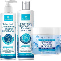 Seborrheic Dermatitis & Psoriasis Cream  Shampoo And Conditioner Set - Scalp Therapy System For Folliculitis  Psoriasis  Dandruff  Dry Scalp - Scalp Treatment To Relieve Itching  Flaking  Irritation