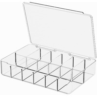 Aplop Clear Acrylic Makeup Organizer With Cover - 12 Compartments Cosmetic And Jewelry Organizer For Vanity And Desk Storage
