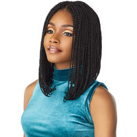 Sensationnel Cloud9 4X4 Braided Wig - Senegal Twist Bob Hand Tied Swiss Lace Braided Wig With Large Parting Area (1B Offblack)