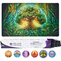 Mtg Magic The Gathering Playmat Original Handcrafted Art  Non-Slip Tcg Playmat With Rubber Bottom And Stitched Edges  Commander Tcg Rollable & Foldable Card Mat (Green)