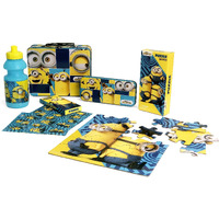 Minions Gift Set - Minions Lunch Tin Box  Water Bottle  Puzzle  Stickers  And Pencil Case.
