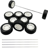 10Pcs Toy Car Wheels 25Mm Rubber Tire With 5Pcs Shaft Round Axles For For Diy Model Toy Rc Car Accessories Parts (2X25Mm)
