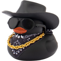 Wonuu Car Dashboard Colorful Rubber Ducks Decorations  Rubber Ducky For Car Ornament Cute Duck With Cowboy Hat  Glasses  Necklace  Scarf  Black