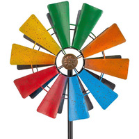 Stargarden Wind Spinners Outdoor  13.4 Inch Kinetic Pinwheels  Colorful Metal Garden Spinners Double Windmill For Yard  Lawn  Patio