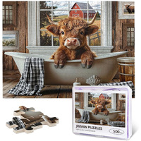 Highland Cow Puzzles 500 Pieces Funny Cow Bathroom Jigsaw Puzzles For Adults Animal Wooden Puzzle For Family Game Motivational Toy Educational