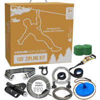 Homeziplines Zip Line For Kids And Adults Up To 350 Lbs  100/150/200 Ft Backyard Zipline Kit With Safety Harness  Quick Setup  Spring Brake System  Cushioned Seat  Rustproof Stainless Steel Cable